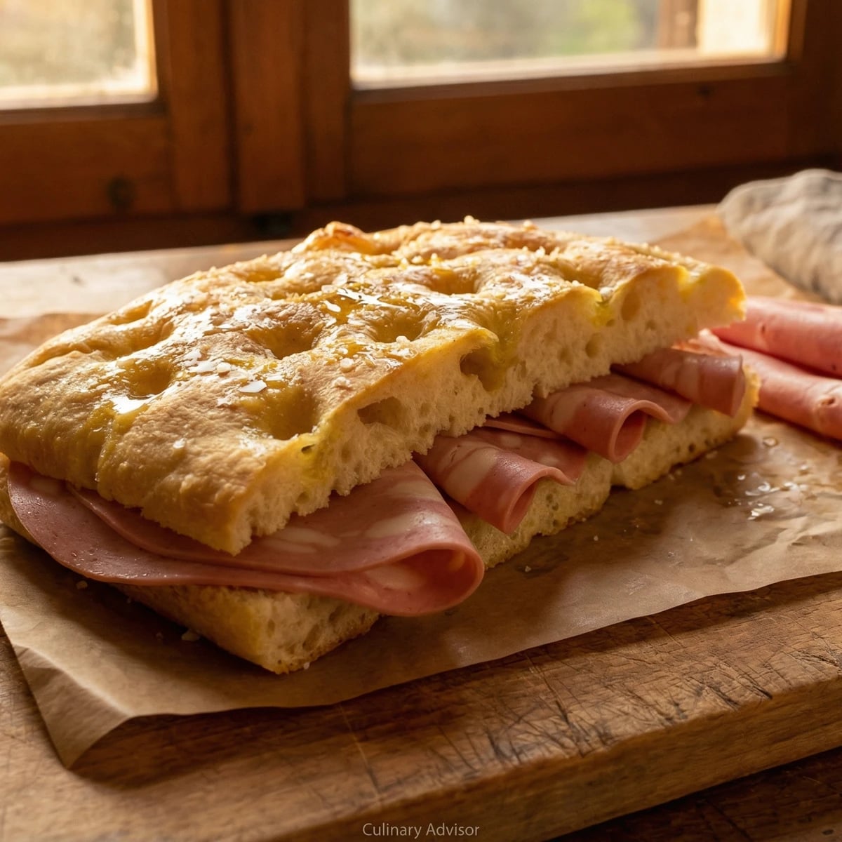 Focaccia Genovese with Mortadella
