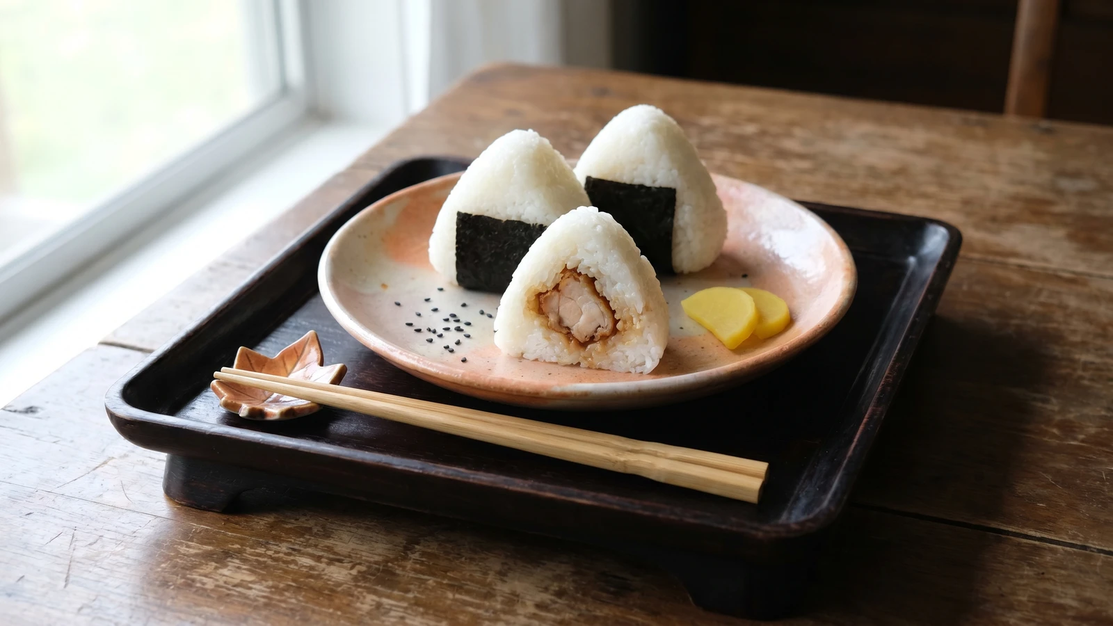 Karaage Onigiri (唐揚げおにぎり, fried chicken rice ball)
