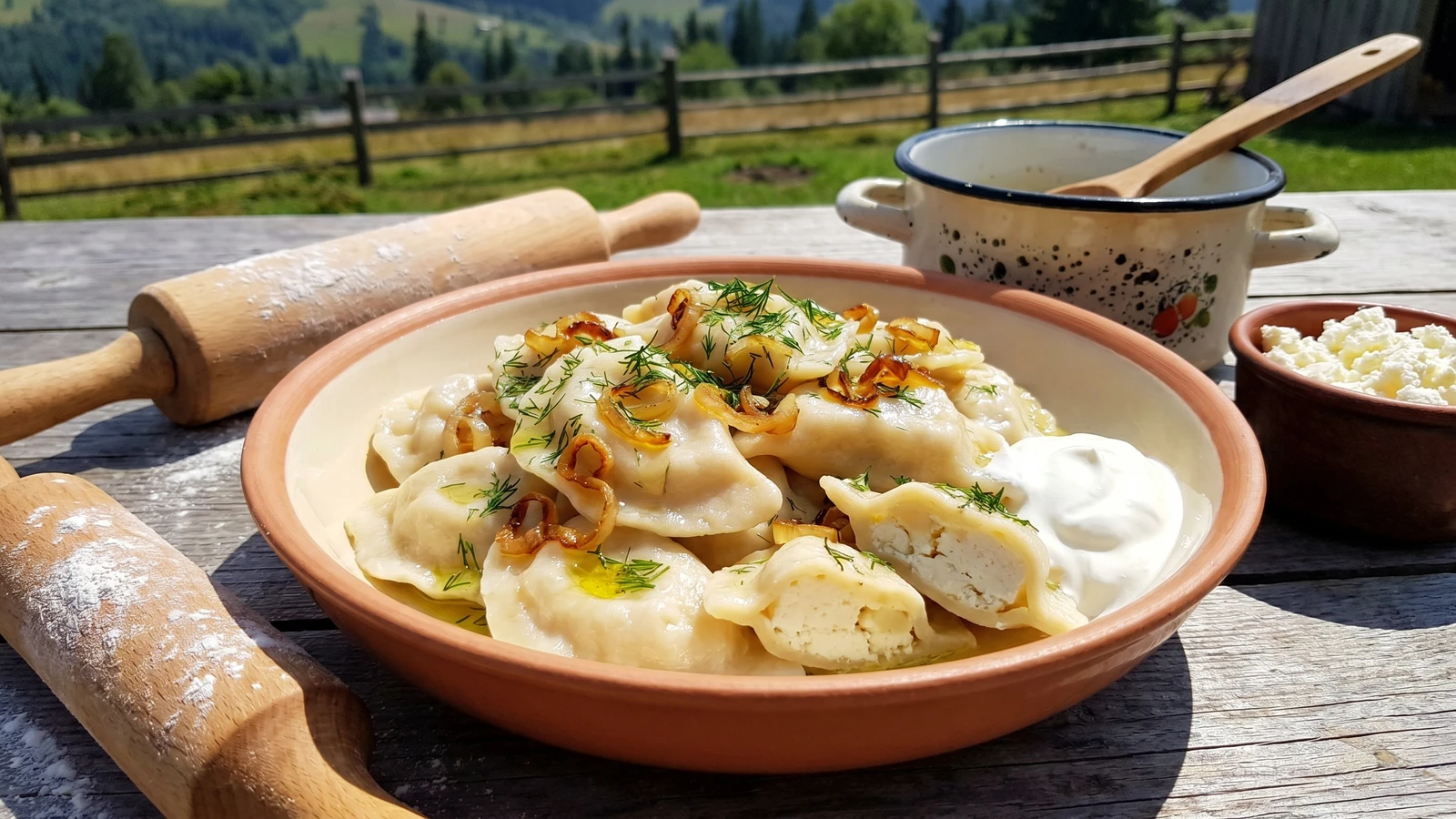 Varenyky z Brynzoyu (вареники з бринзою, sheep cheese dumplings)
