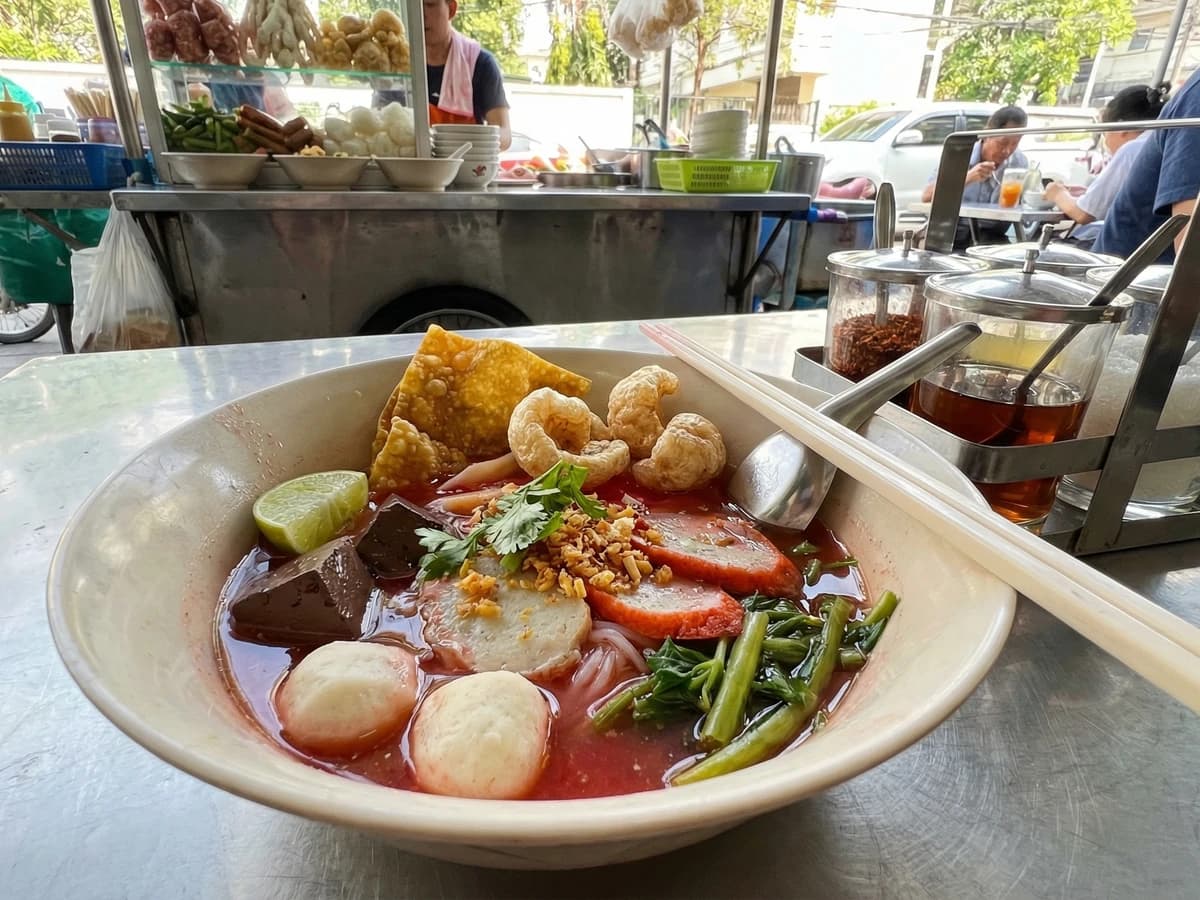 Pink Noodle Soup (Yen Ta Fo) - Chef Fai