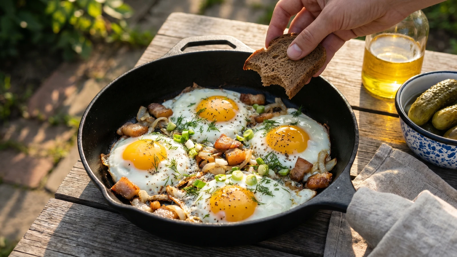 Yaiechnia (яєчня, fried eggs with salo)