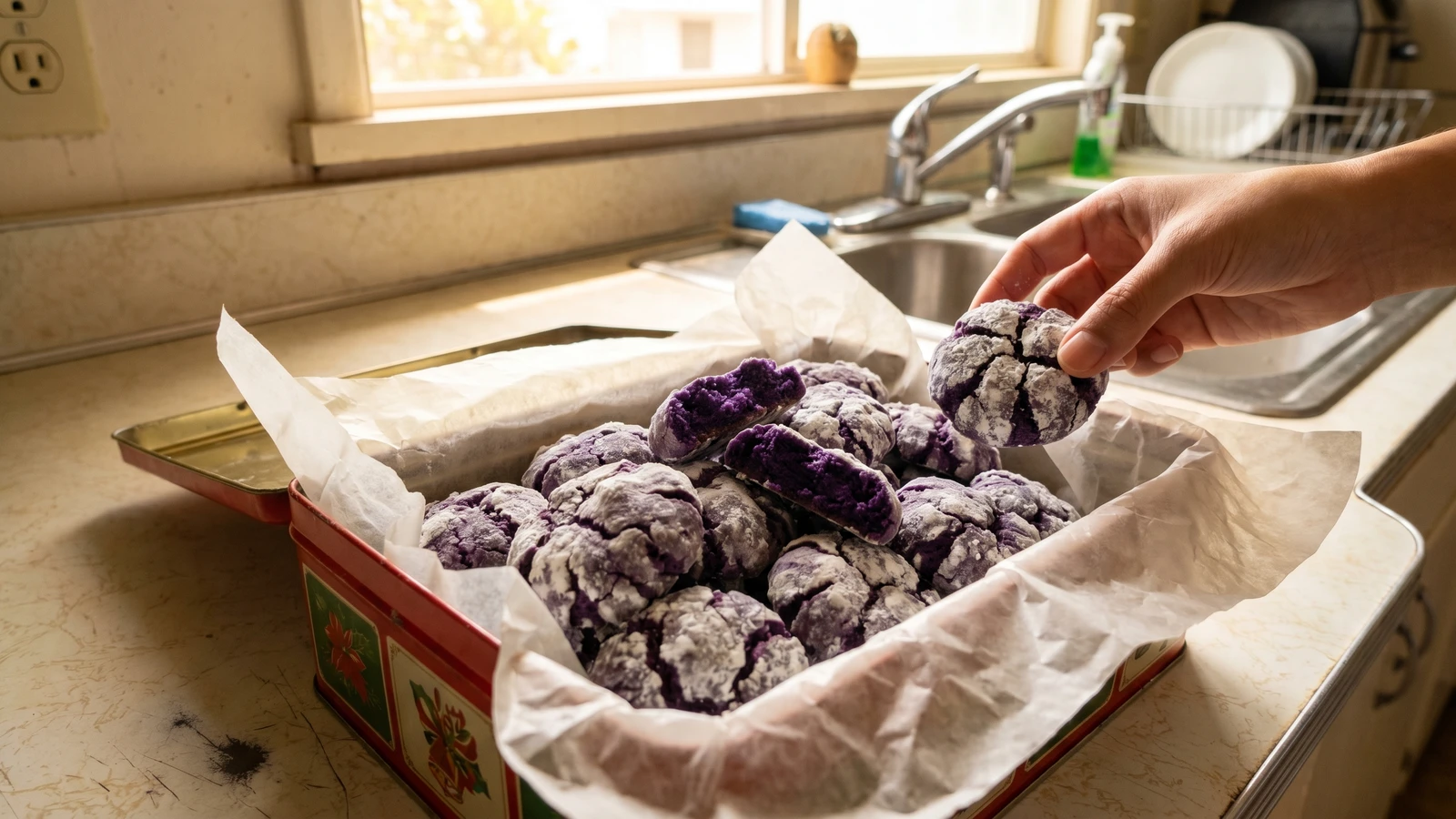 Ube Crinkle Cookies (Hawaiʻi Local Filipino Purple Yam Cookies)