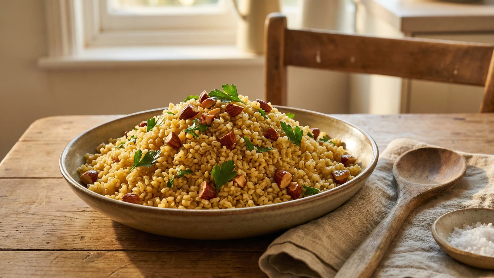 Bulgur Pilaf with Toasted Almonds