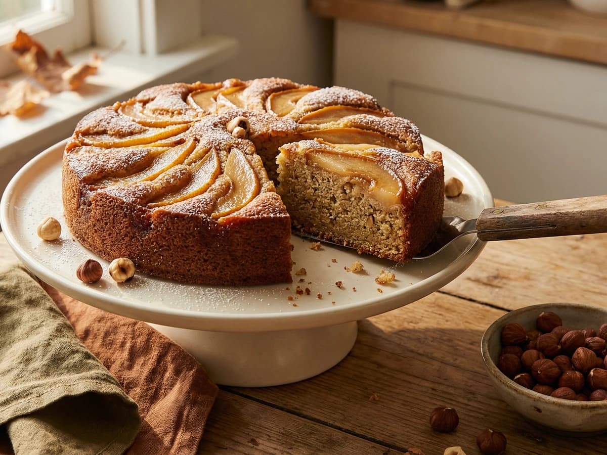 Hazelnut Brown Butter Cake with Autumn Pears - Chef Ally