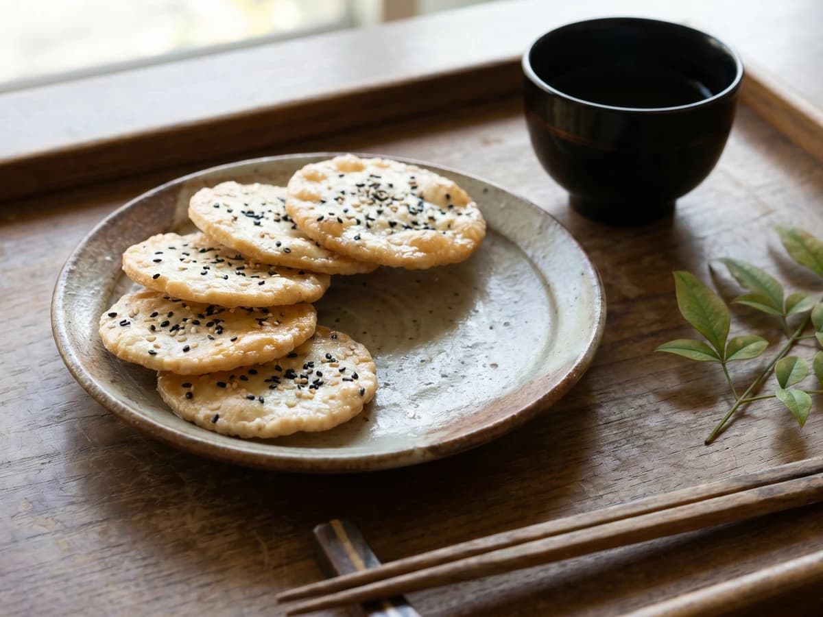 Sesame Rice Crackers (胡麻せんべい, Goma Senbei) - Chef Takumi