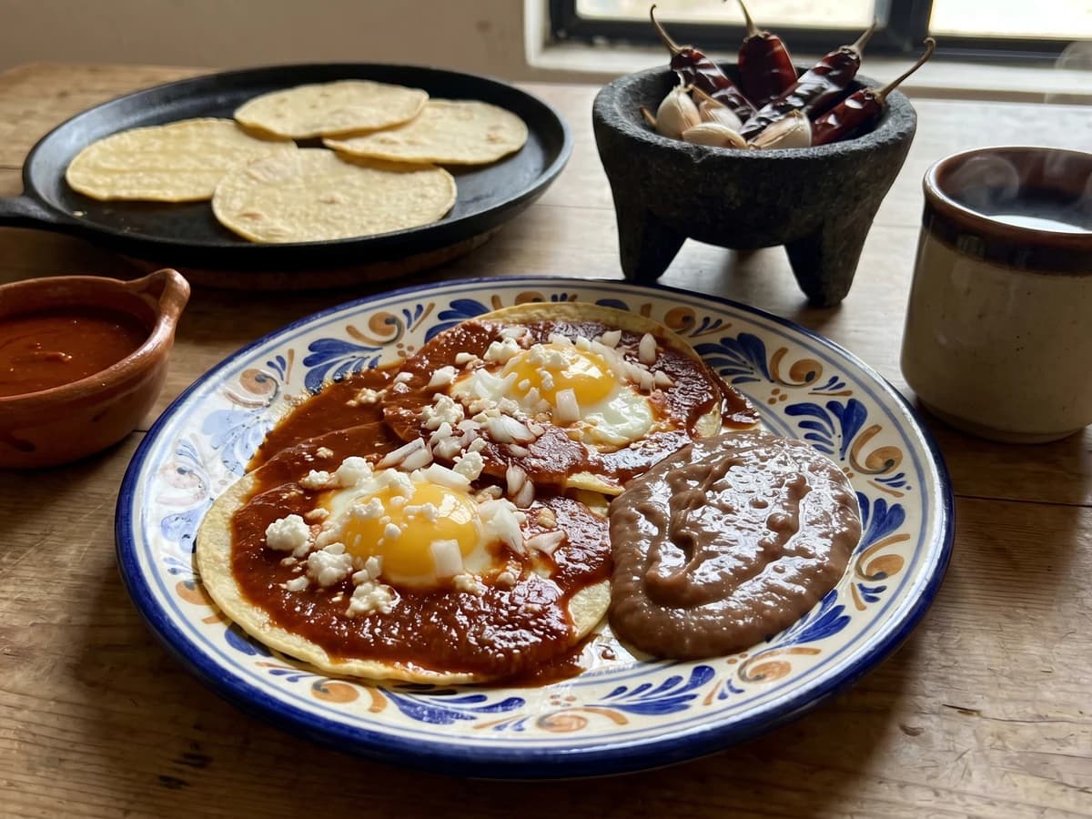 Huevos Rancheros Bajio con Salsa de Guajillo - Chef Lupita