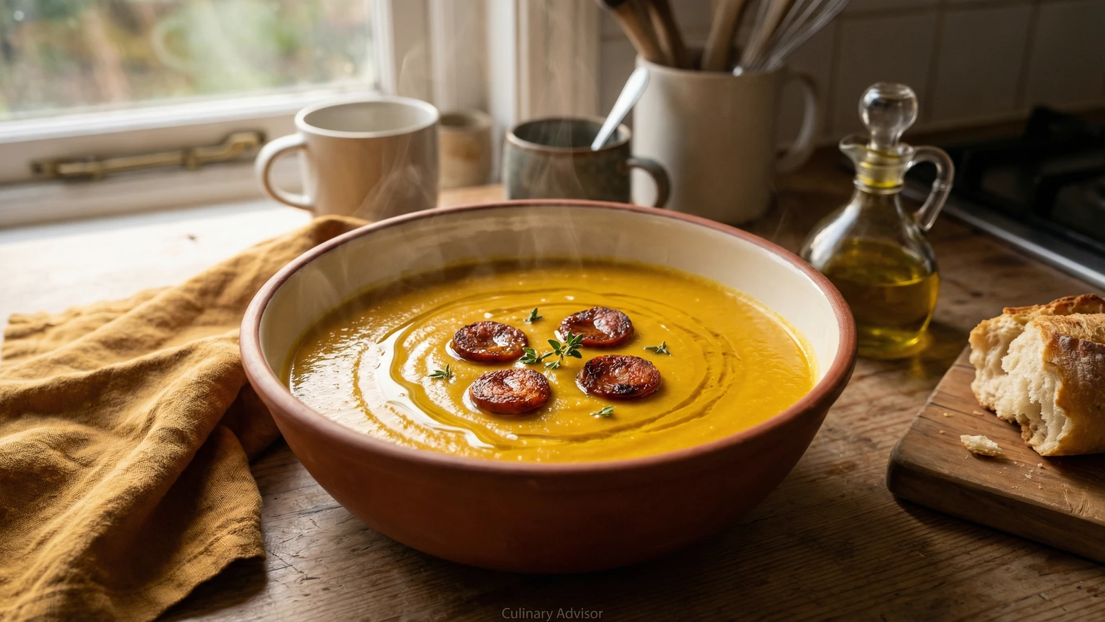 Sopa de Abóbora com Chouriço