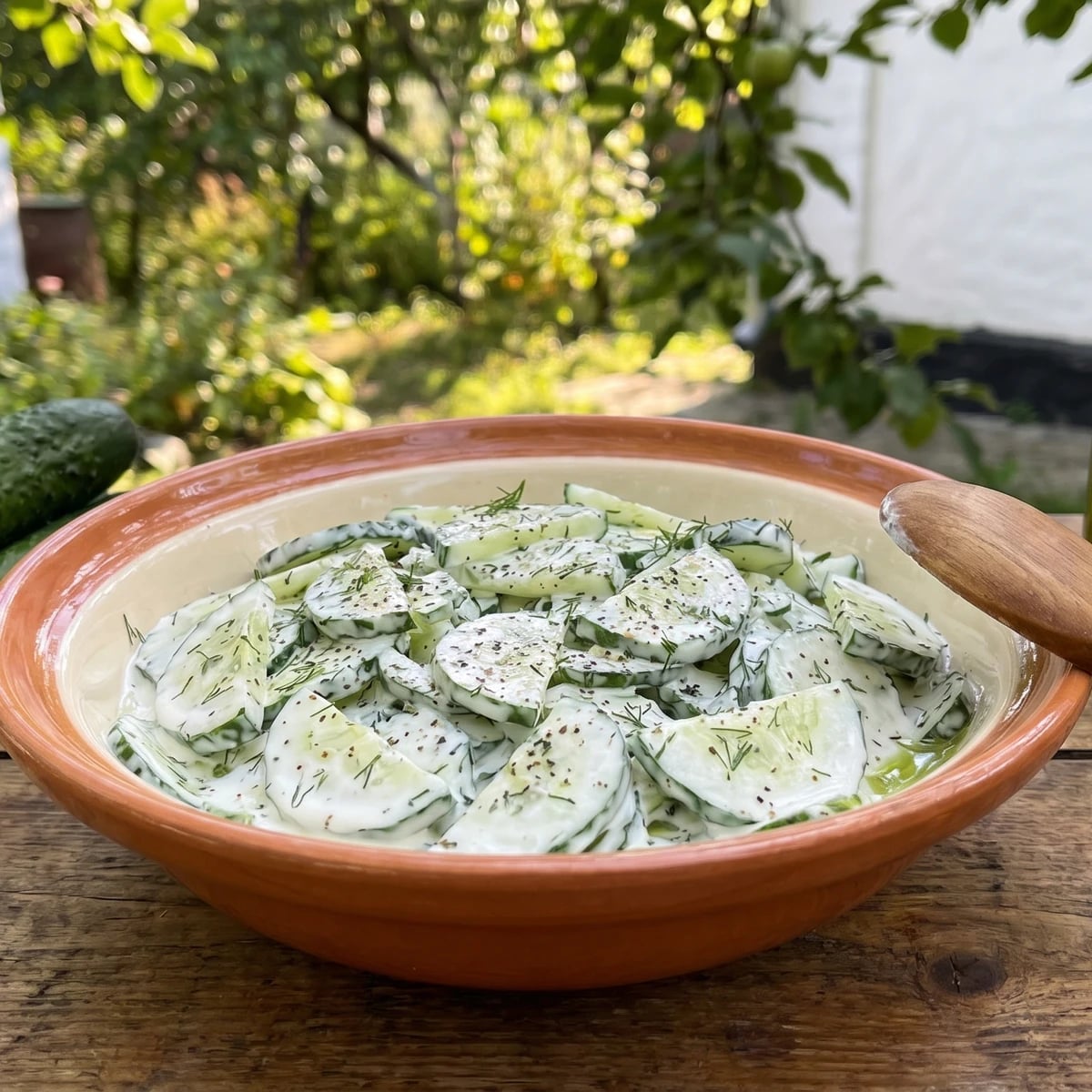Ohirkovyi Salat (огірковий салат, cucumber-smetana salad)