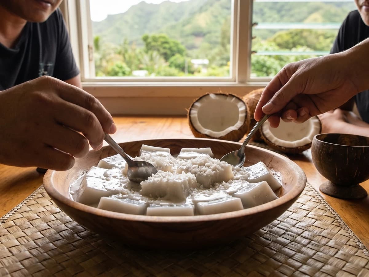 Pia (Cook Islands Arrowroot Pudding) - Chef Makoa