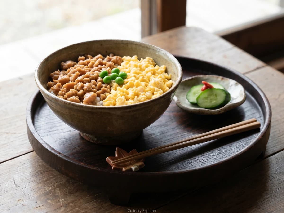 Soborodon (そぼろ丼, ground chicken and egg over rice) - Chef Takumi
