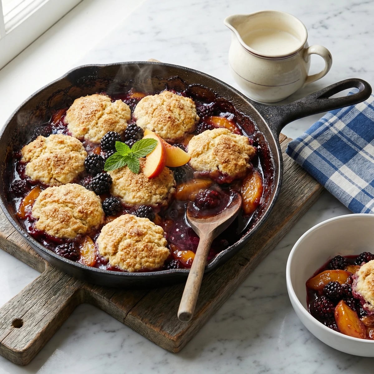 Cast-Iron Blackberry Peach Cobbler