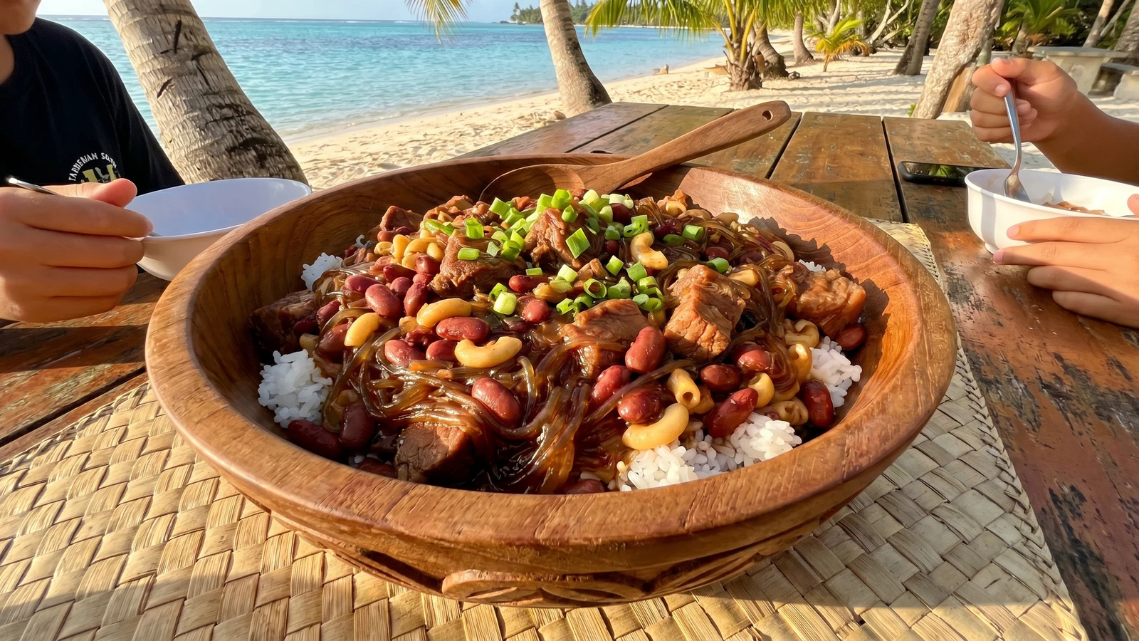 Māʻa Tinito (Tahitian Chinese-Style Pork, Red Bean, and Macaroni Stew)