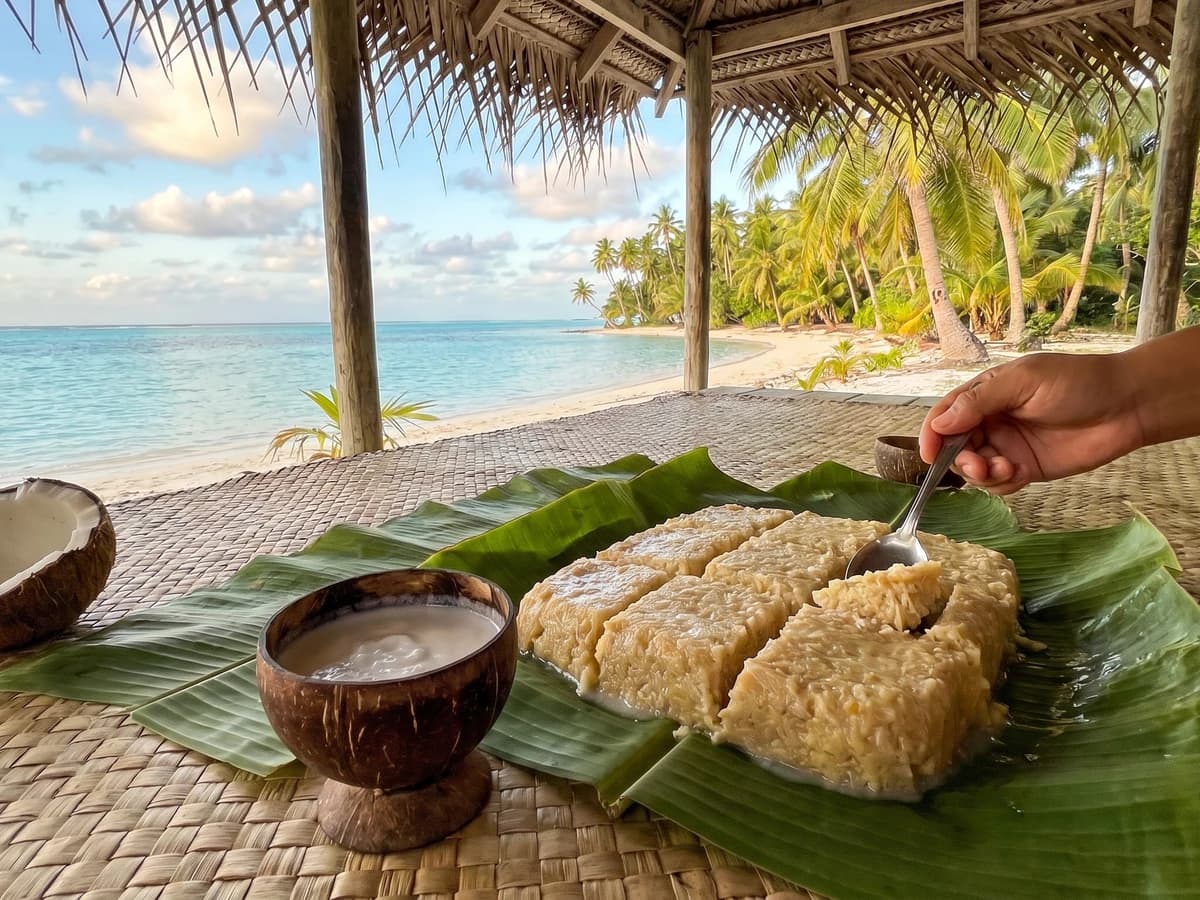 Fekei (Tuvaluan Grated Pulaka in Coconut Cream) - Chef Makoa