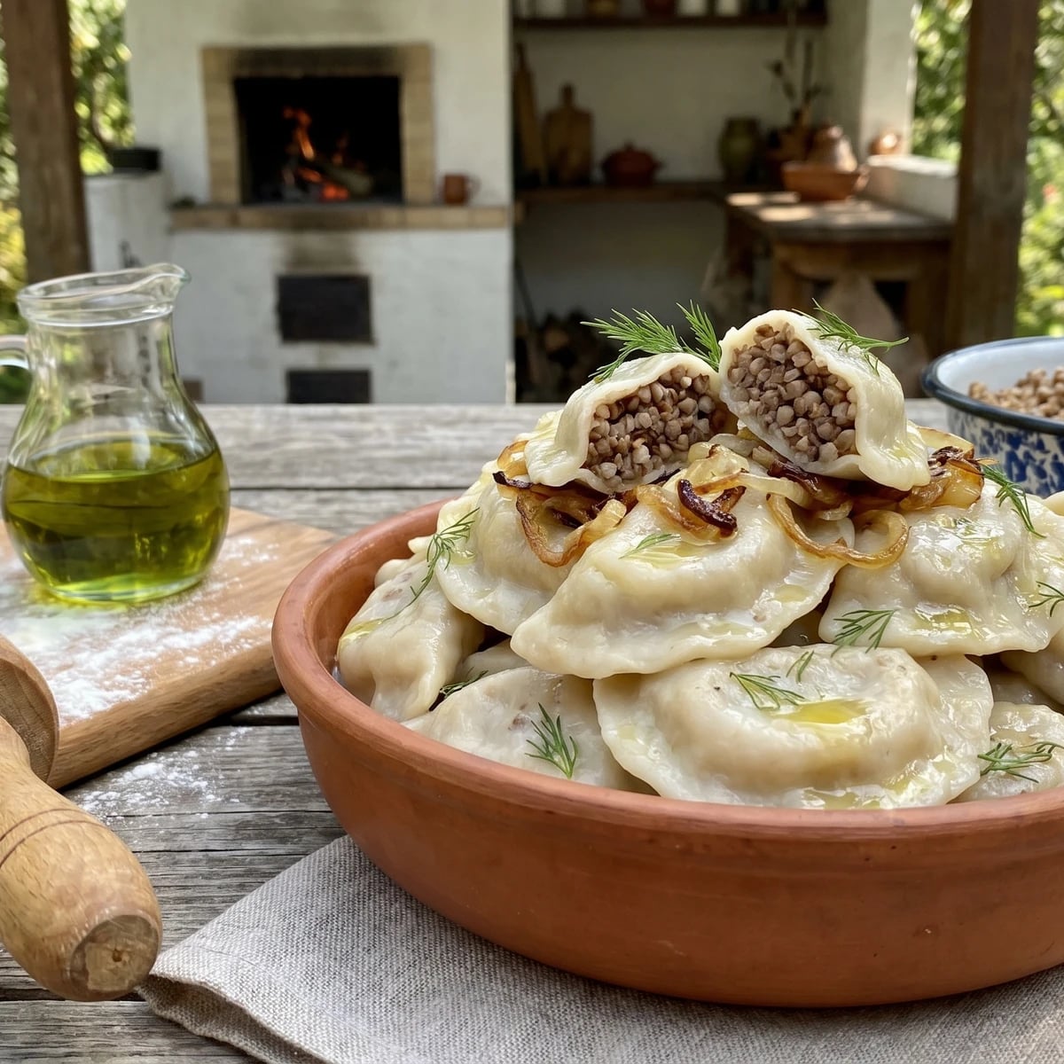 Varenyky z Hrechkoyu (вареники з гречкою, buckwheat dumplings)