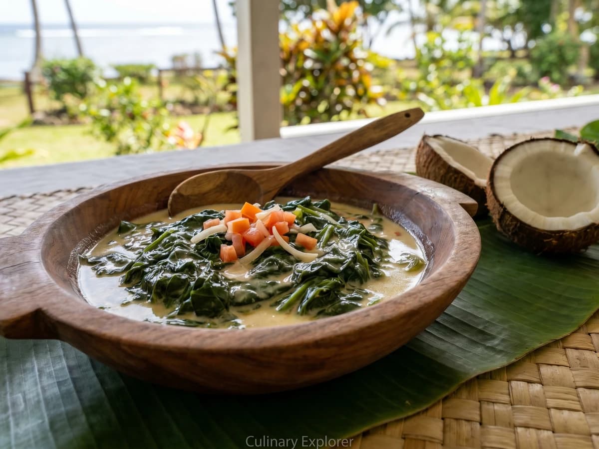 Lau Pele (Tongan Spinach in Coconut Cream) - Chef Makoa