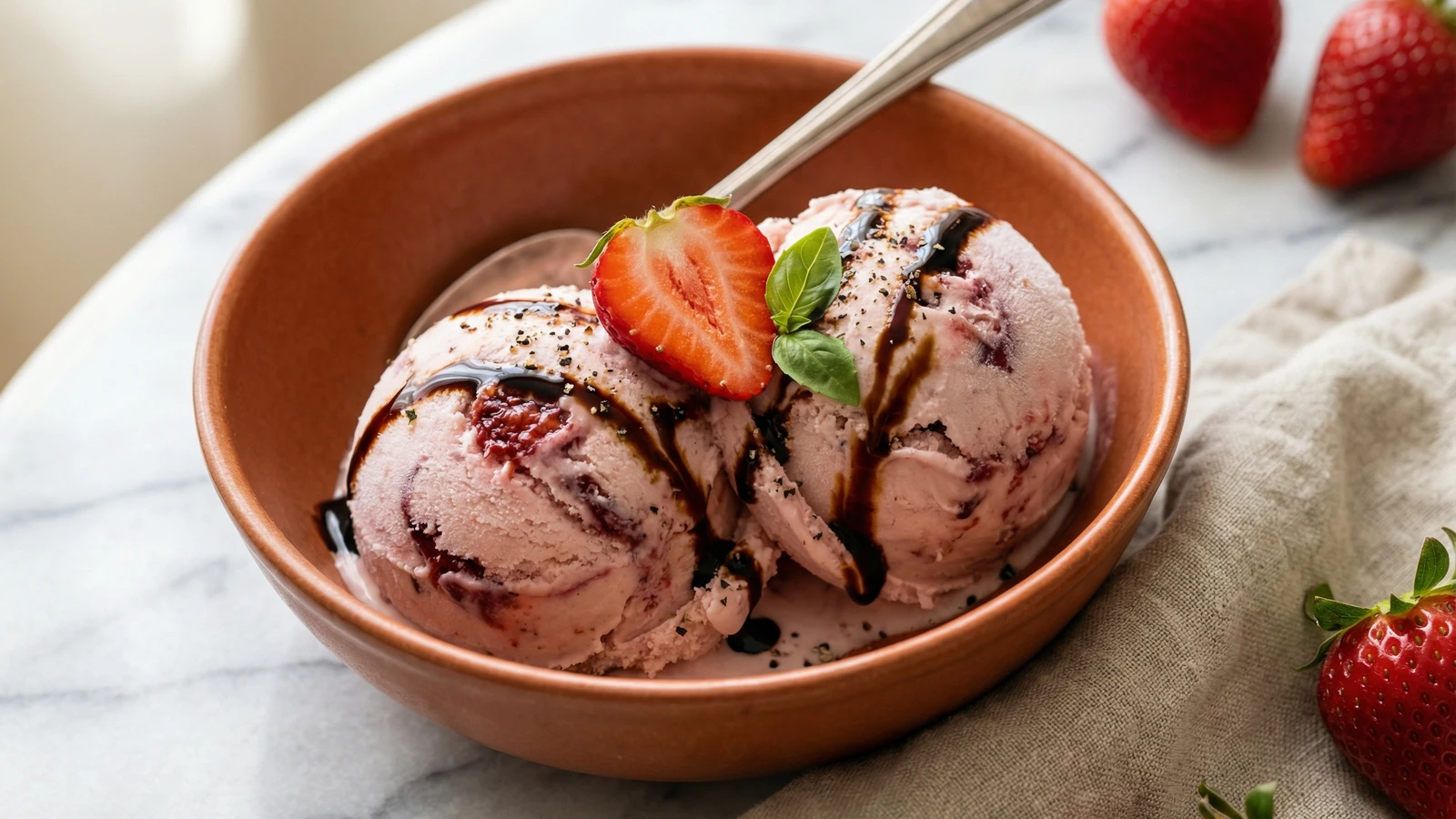 Roasted Strawberry Balsamic Ice Cream