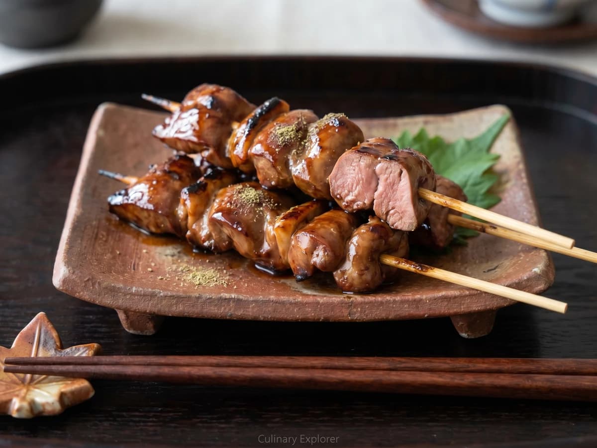Yakitori Reba (レバー, chicken liver skewers) - Chef Takumi