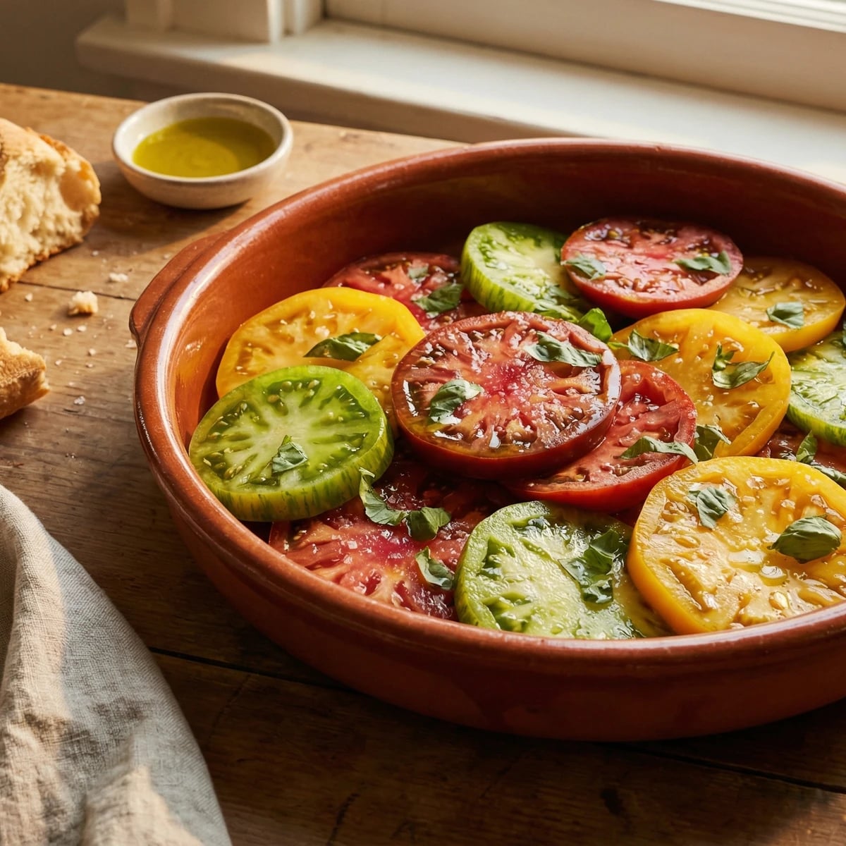 Peak Tomatoes with Torn Basil and Fleur de Sel