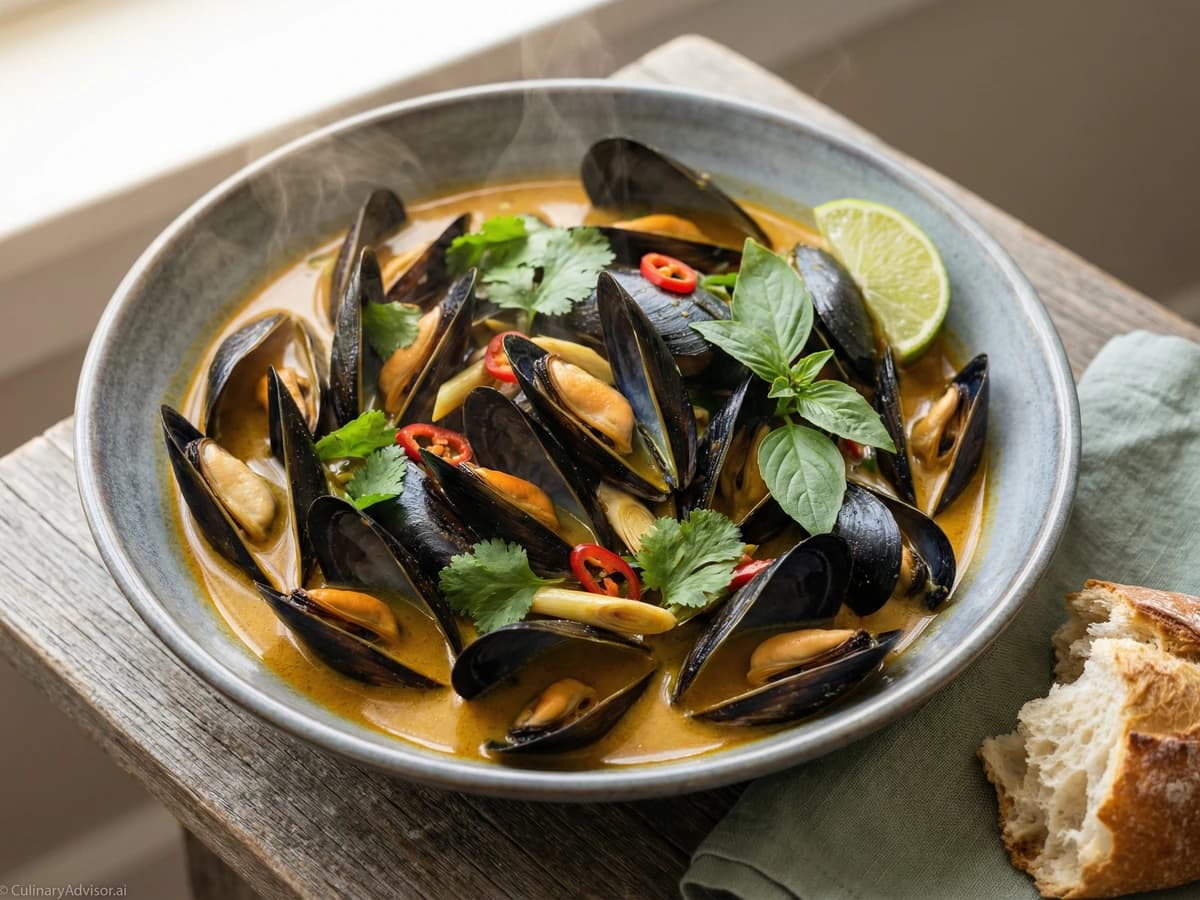 Penn Cove Mussels in Coconut Curry - Chef Dean