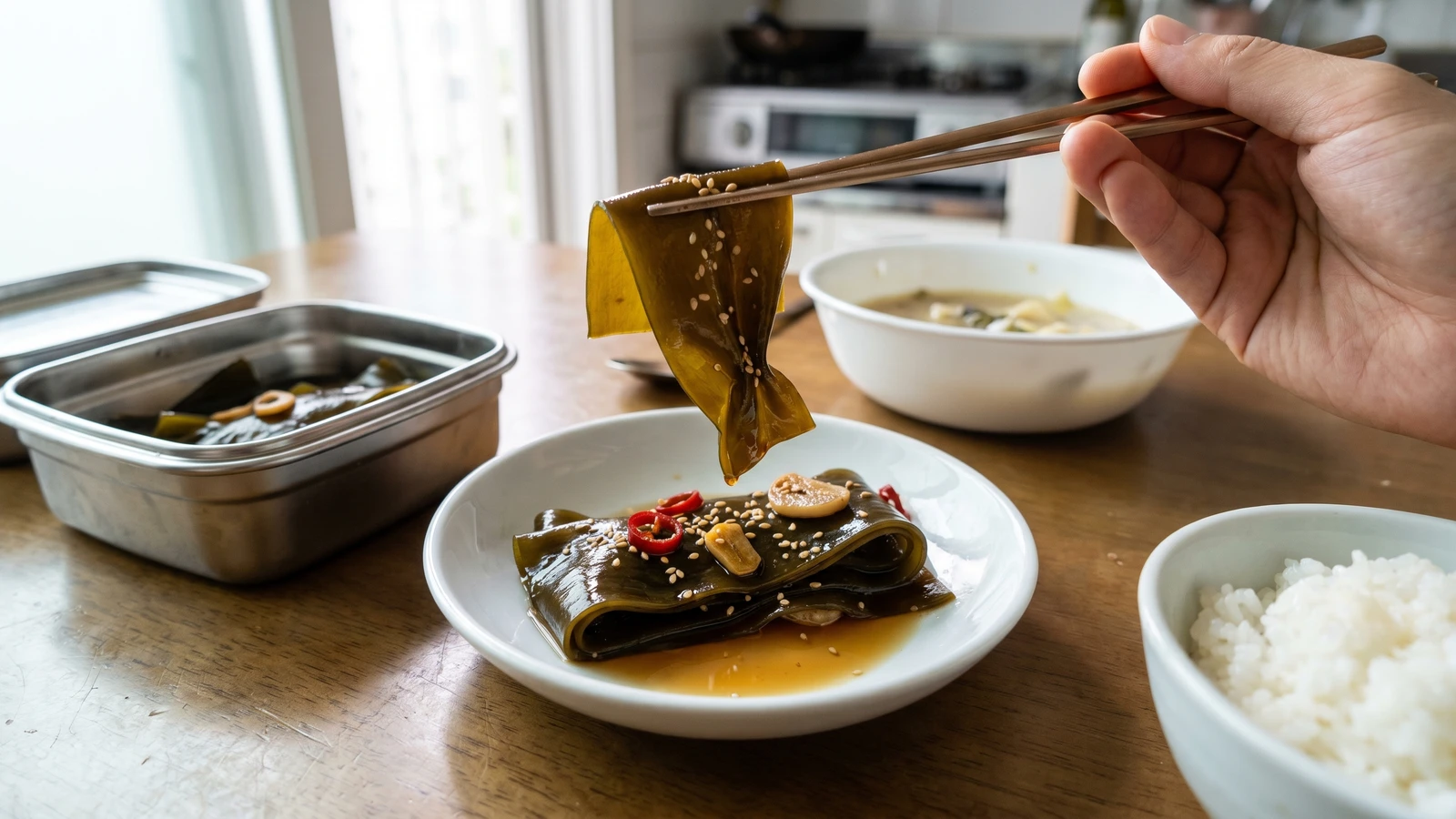 Dasima-jangajji (다시마장아찌, Soy-Pickled Kelp)