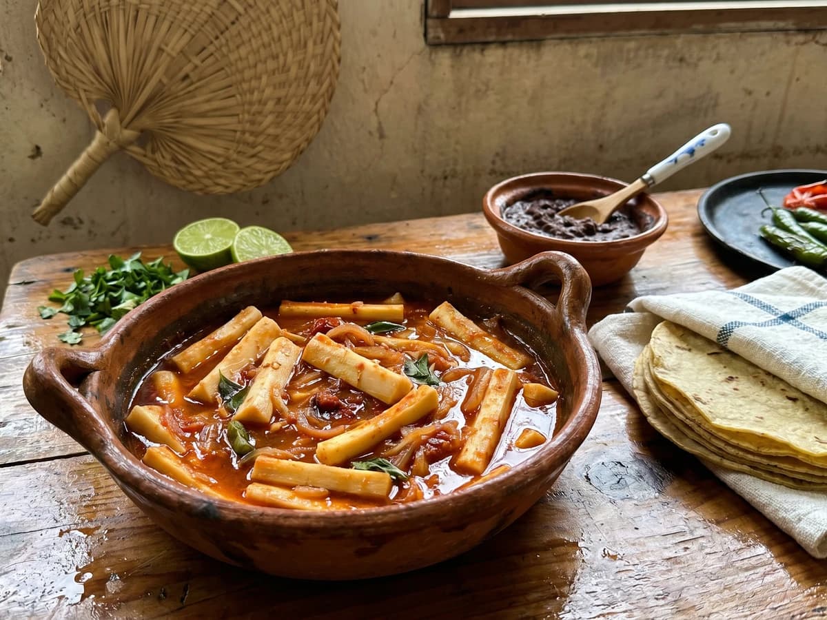 Huasteca Palm Hearts in Red Salsa (Palmito Guisado) - Chef Lupita