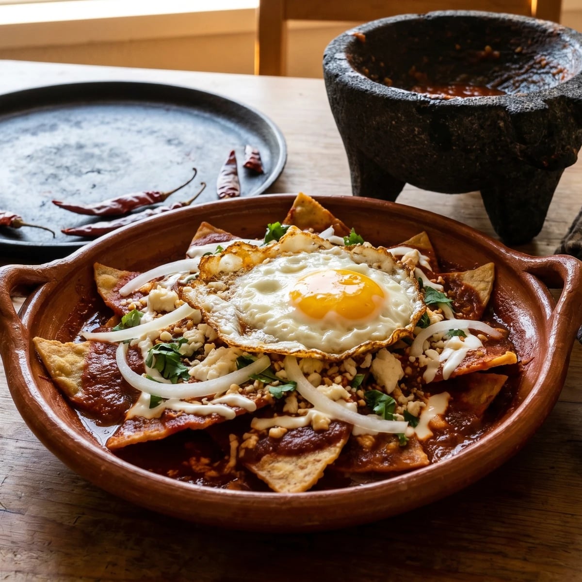 Chilaquiles Tapatios en Chile de Arbol