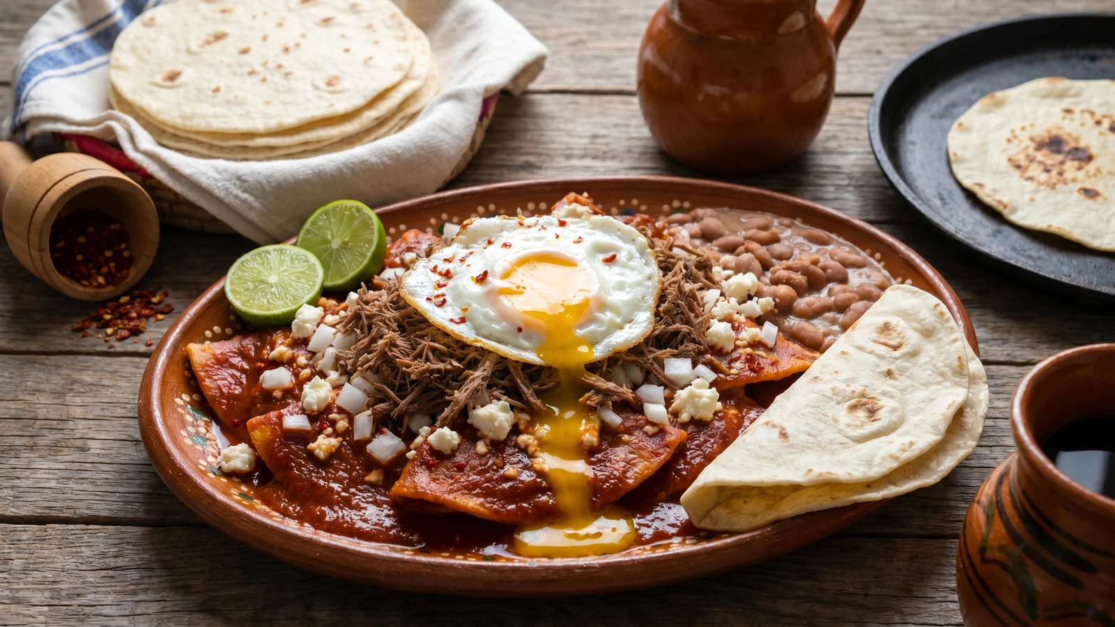 Chilaquiles Sonorenses con Chile Colorado y Machaca