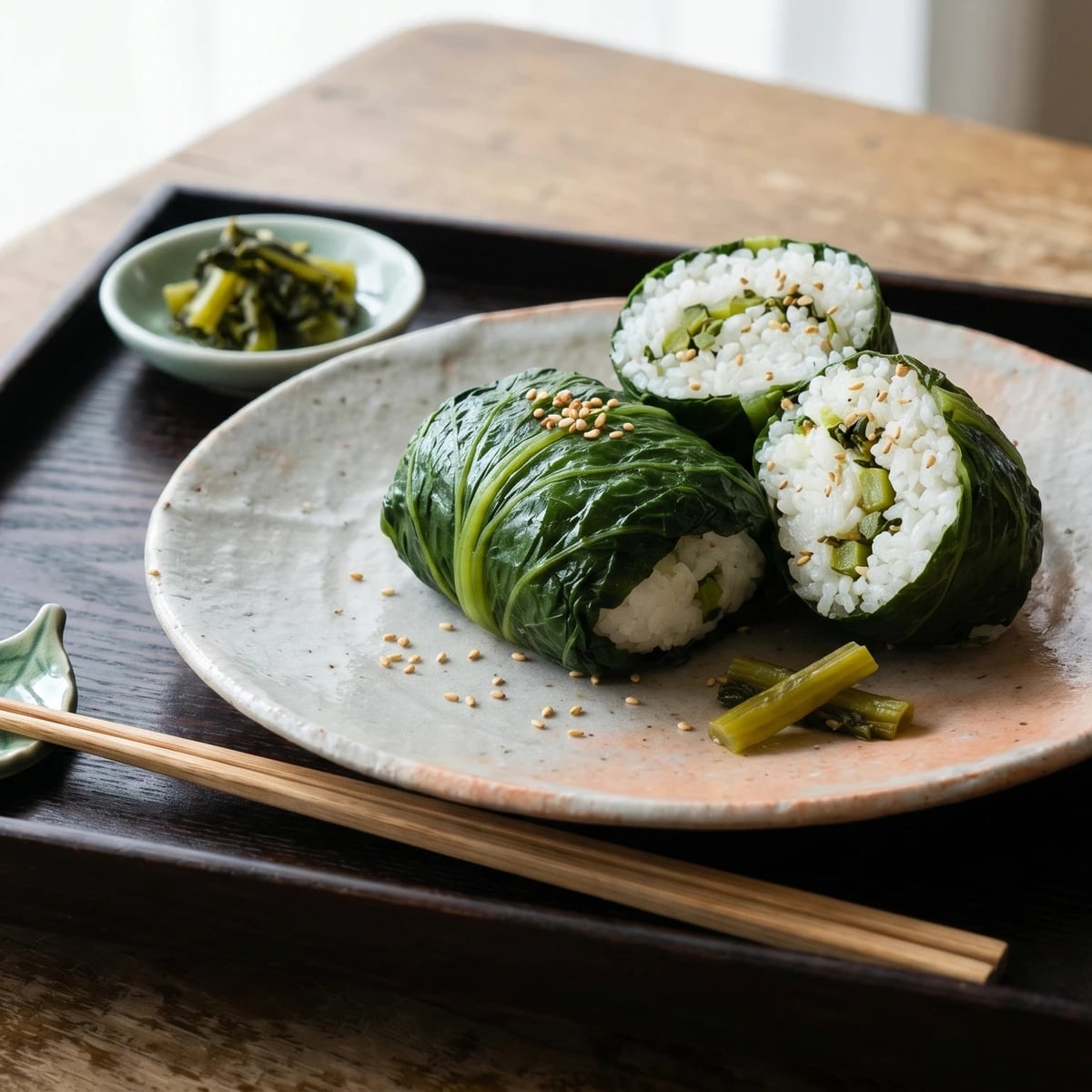 Mehari-zushi (めはり寿司, Kishu takana wrap)