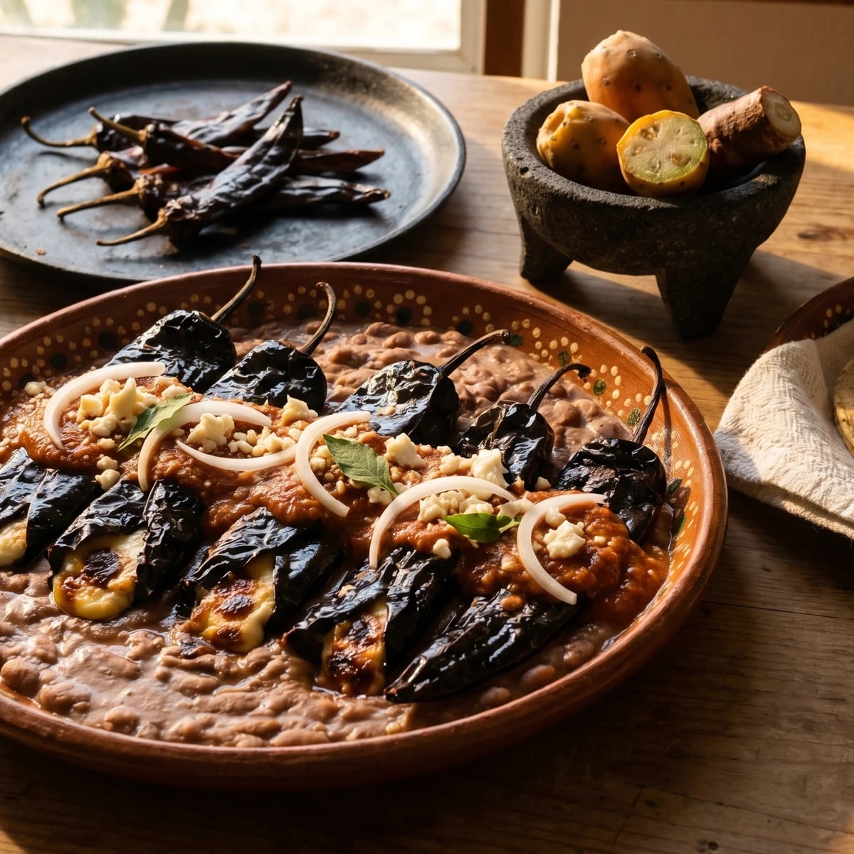Chile Pasilla Asado Relleno de Queso Ranchero