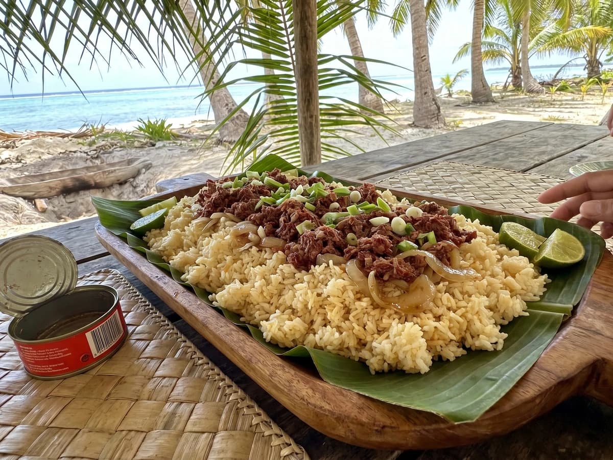 Pisupo mo te Laise (Tuvalu and Tokelau Corned Beef with Rice) - Chef Makoa