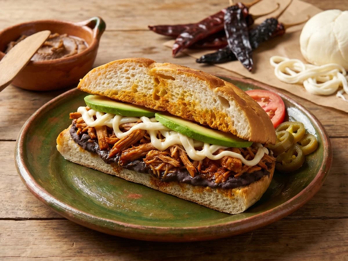 Torta de Pierna Adobada Oaxaqueña - Chef Lupita