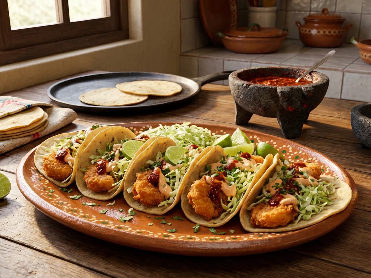 Nayarit Breaded Shrimp Tacos - Chef Lupita