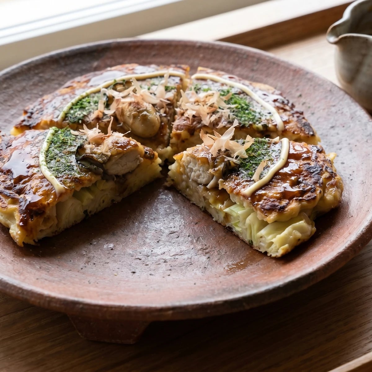Kakioko (カキオコ, Hinase oyster okonomiyaki)