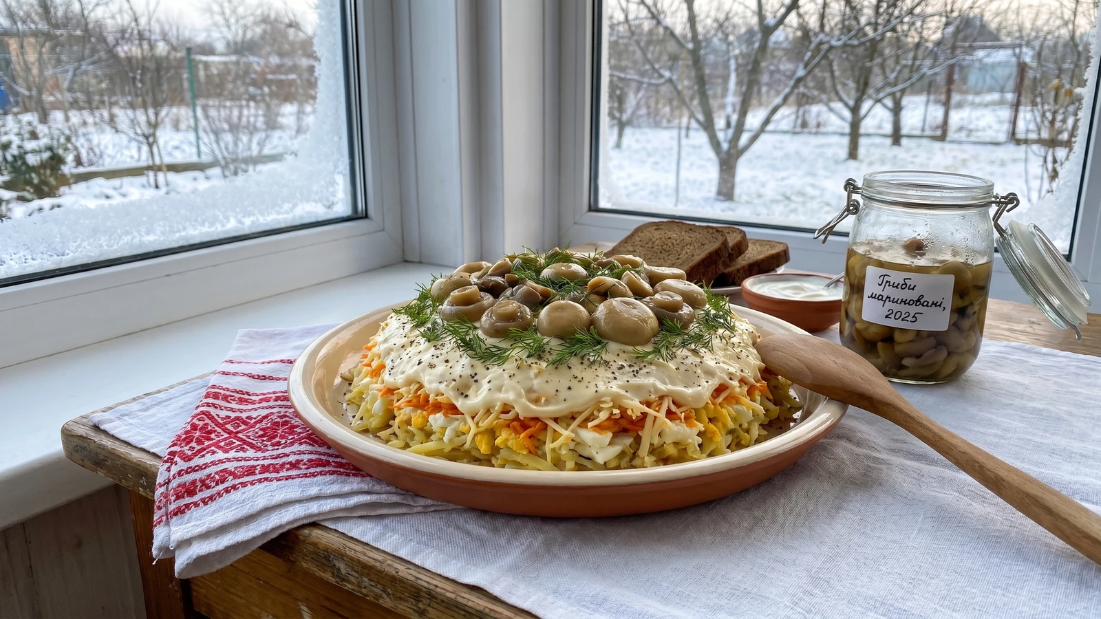 Hrybnyi Salat (грибний салат, mushroom salad)