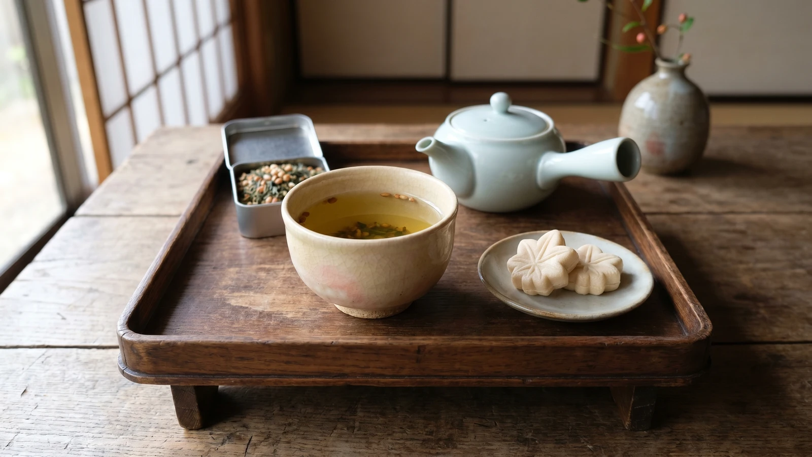 Genmaicha (玄米茶, roasted rice green tea)