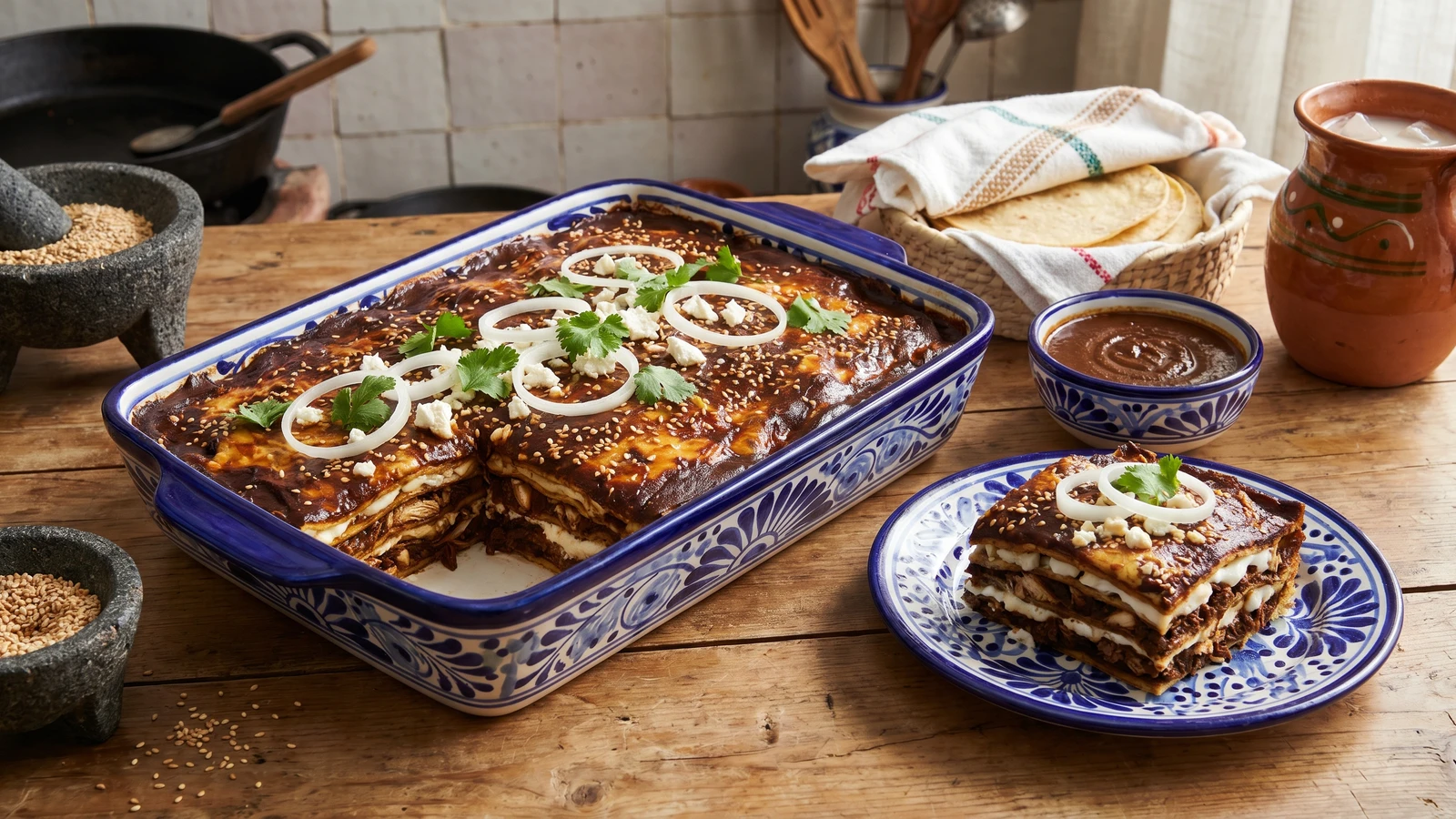 Pastel Azteca de Mole Poblano