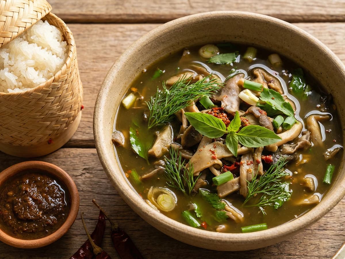 Isan Wild Mushroom Soup (Gaeng Het) - Chef Fai