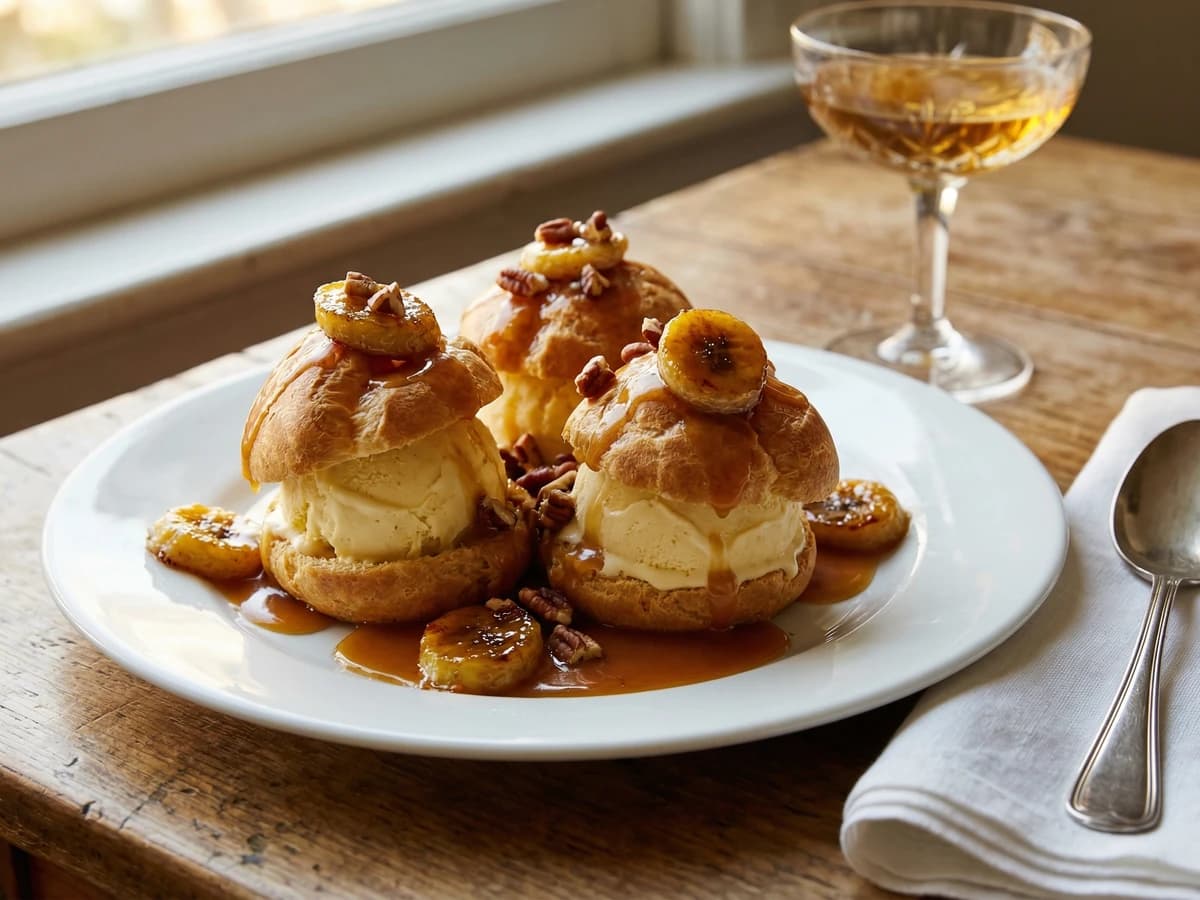 Bananas Foster Profiteroles - Chef Remy