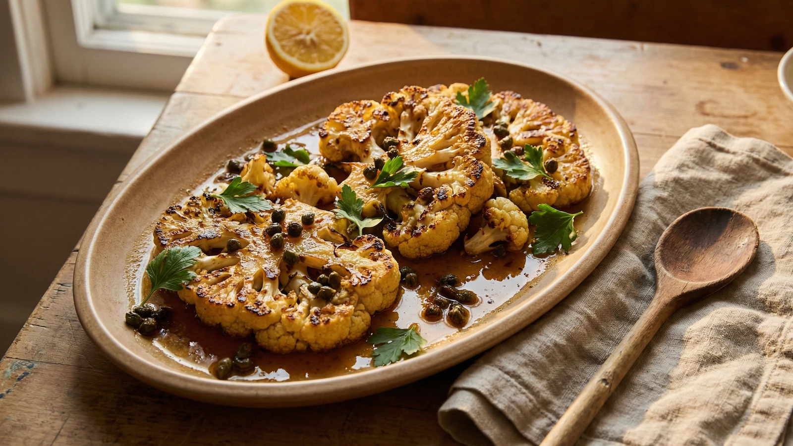 Roasted Cauliflower with Brown Butter and Capers