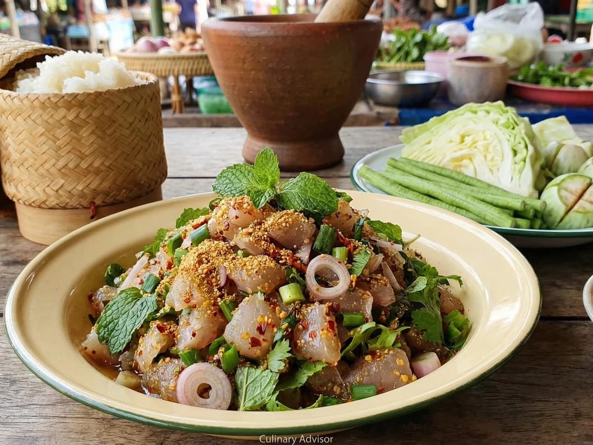 Raw Fish Larb (Koi Pla ก้อยปลา) - Chef Fai