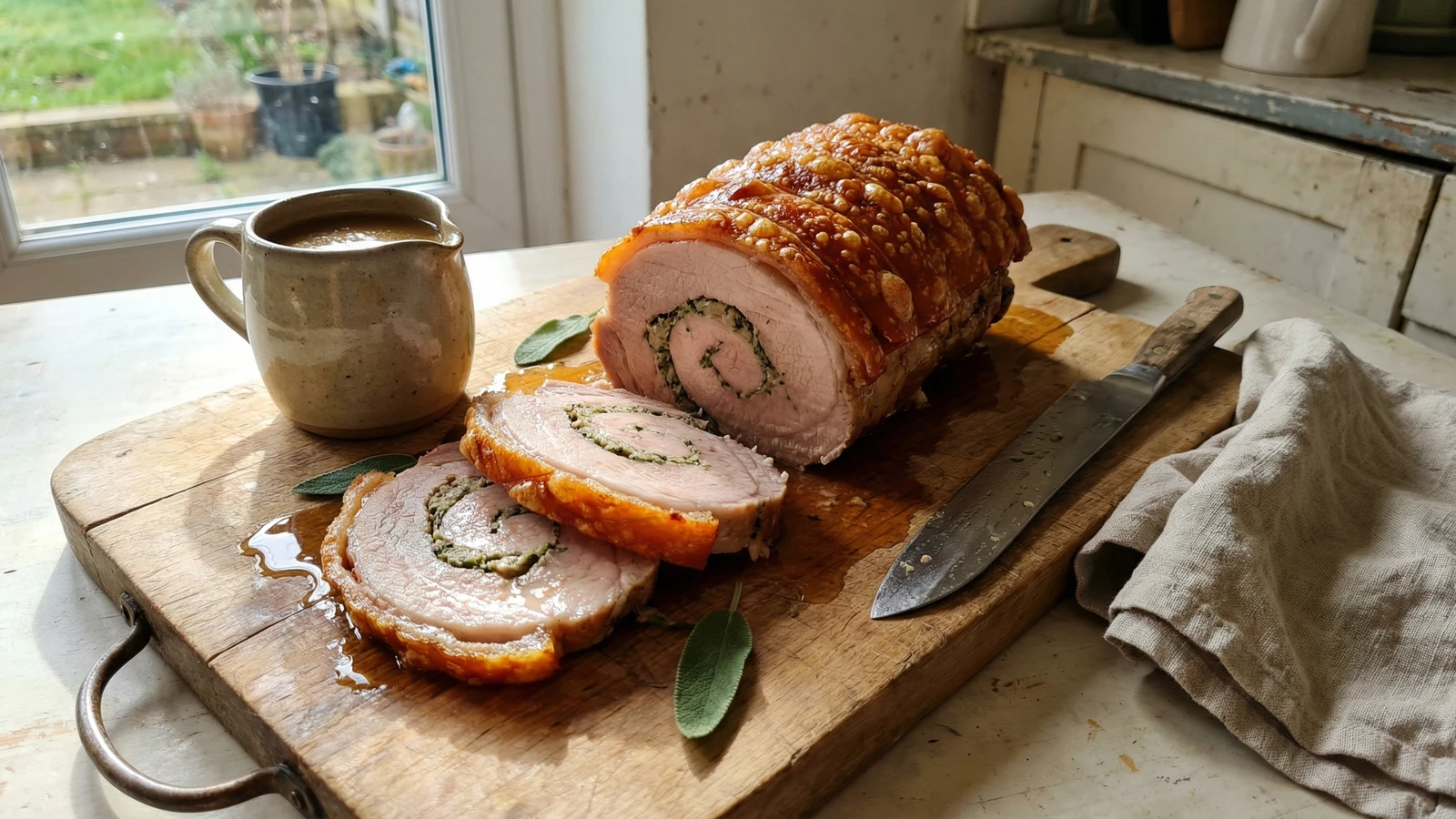 Stuffed Roast Pork Loin with Sage and Onion