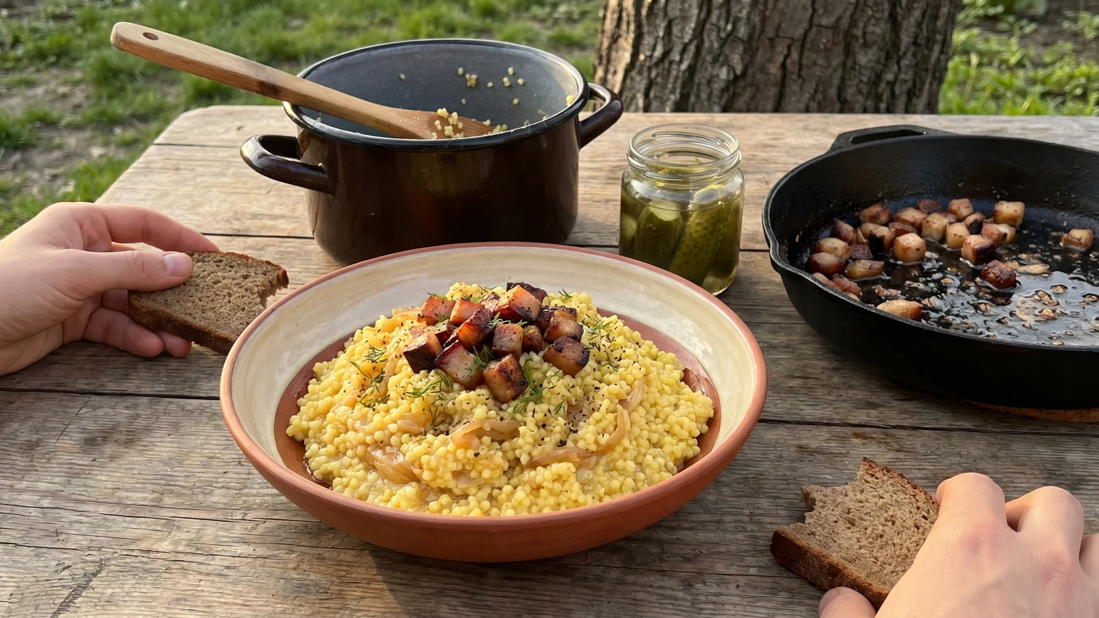 Pshonyana Kasha (пшоняна каша, millet with cracklings)