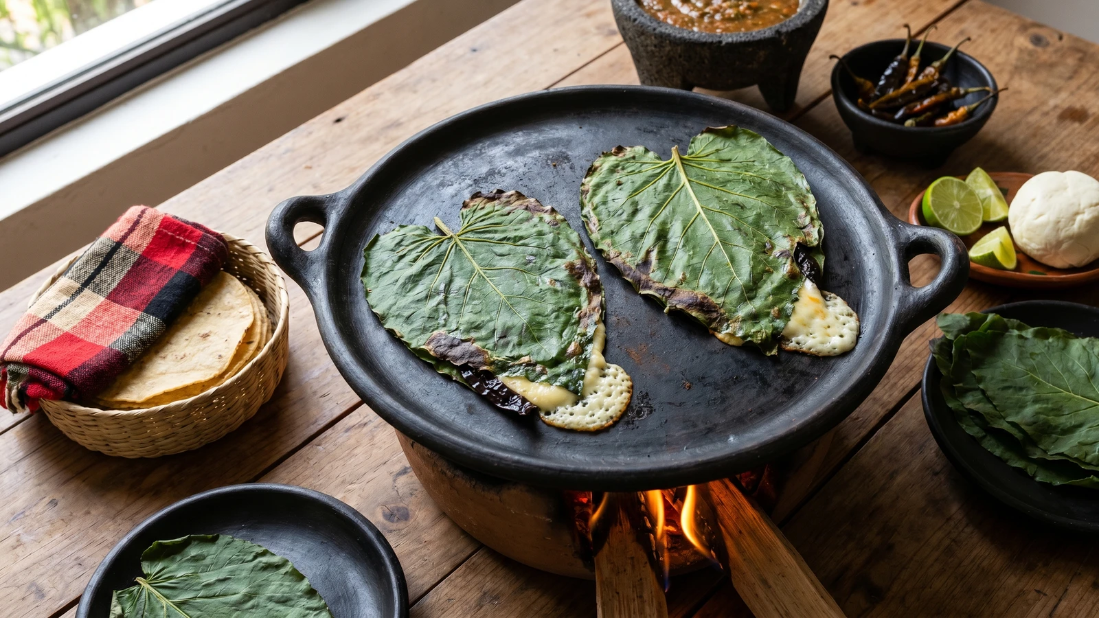 Hoja Santa con Quesillo al Comal