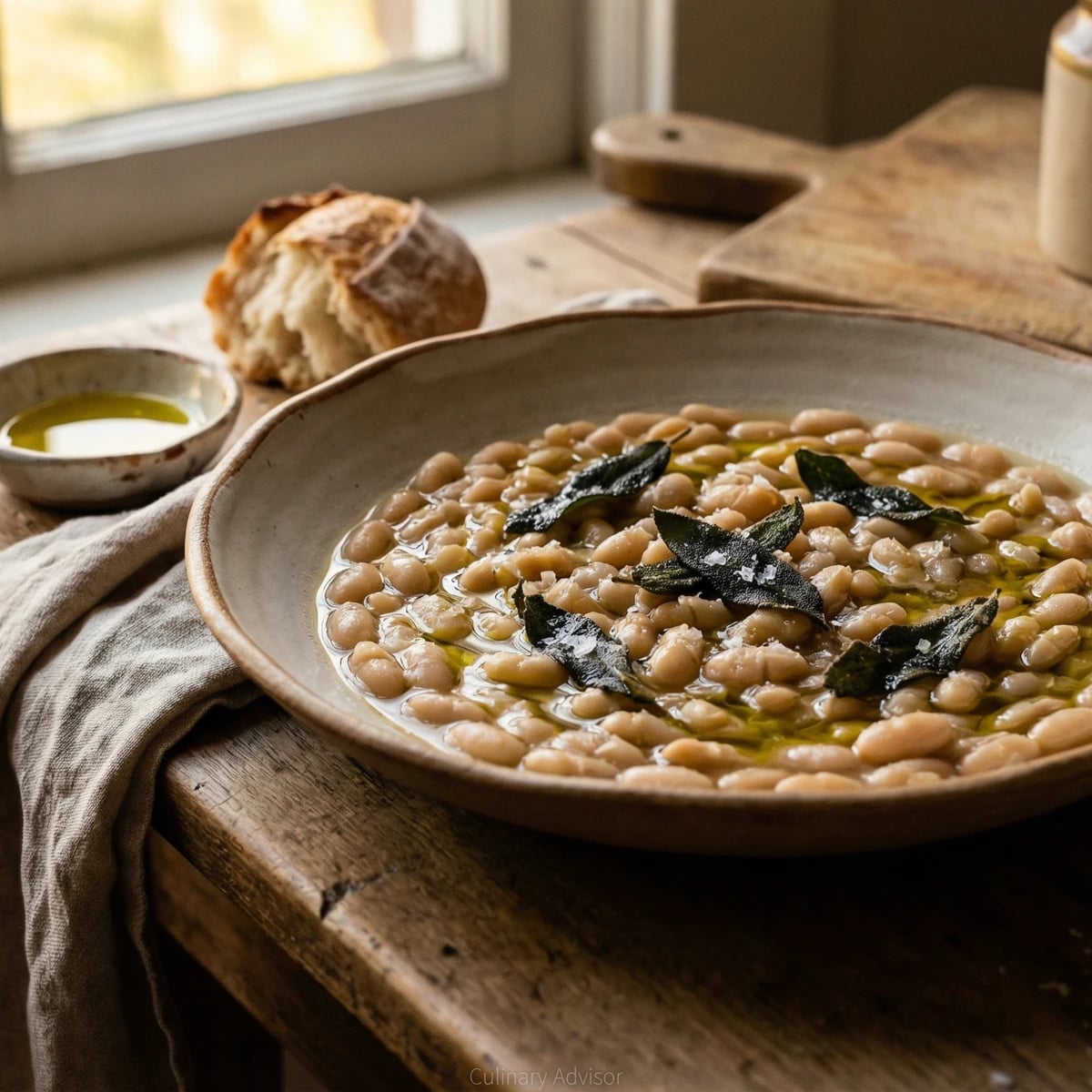 Braised White Beans with Sage