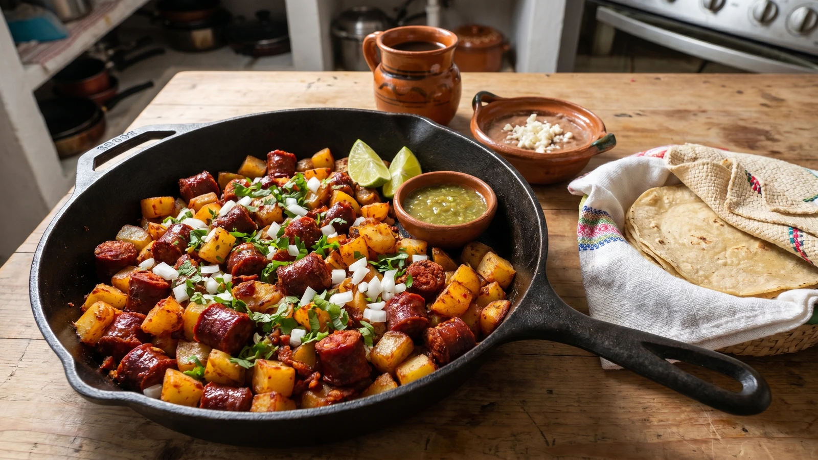 Longaniza de Toluca con Papas
