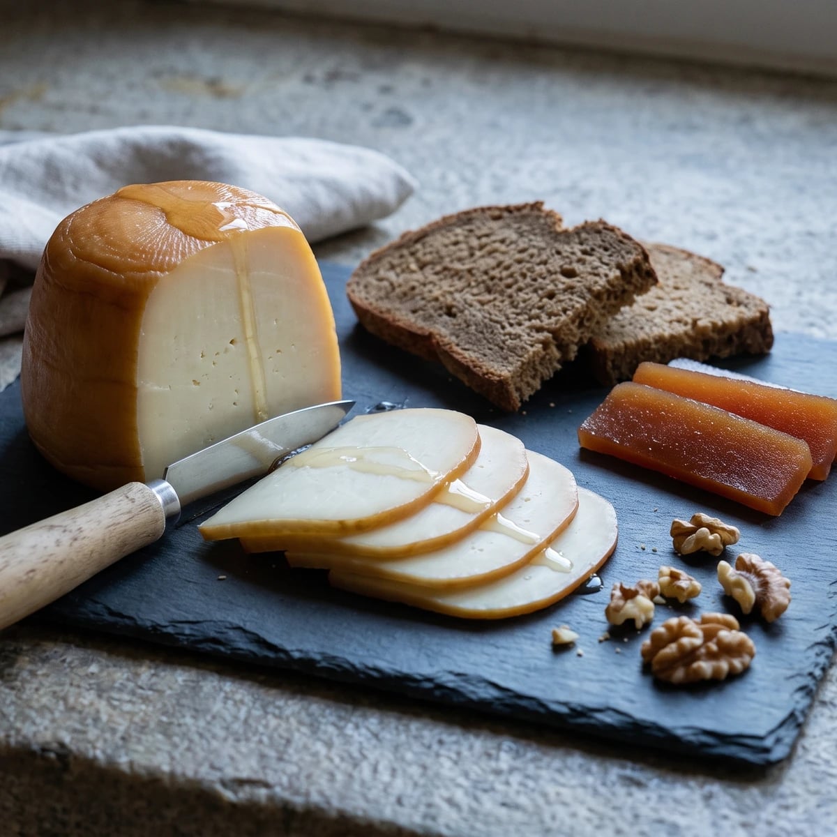 San Simon da Costa with Rye Bread and Quince