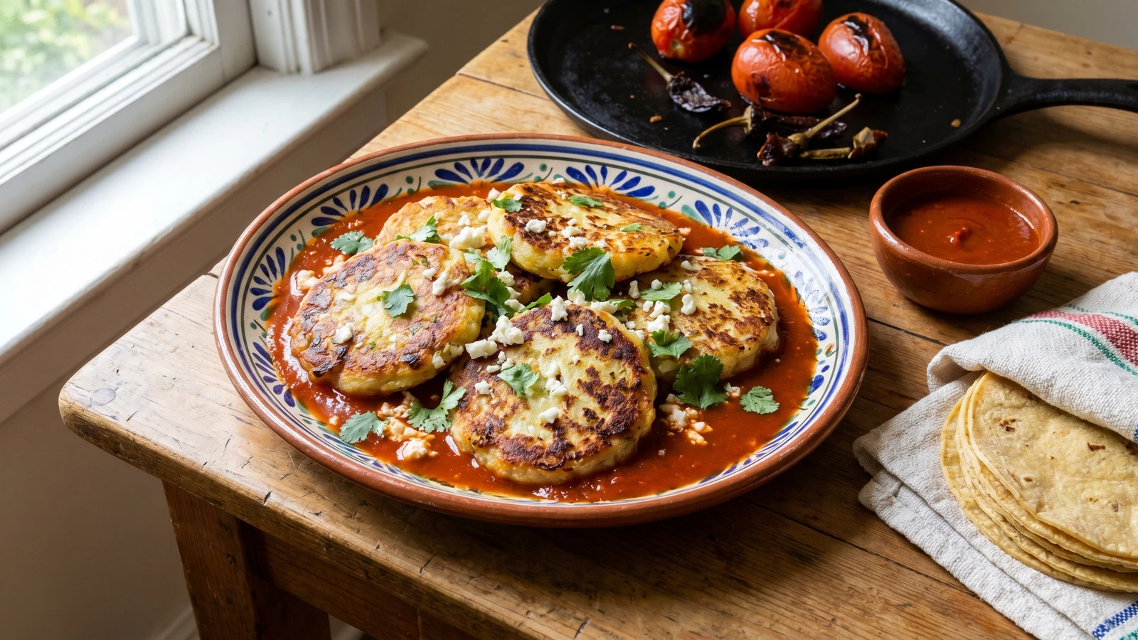 Tortitas de Papa Poblanas en Caldillo de Jitomate