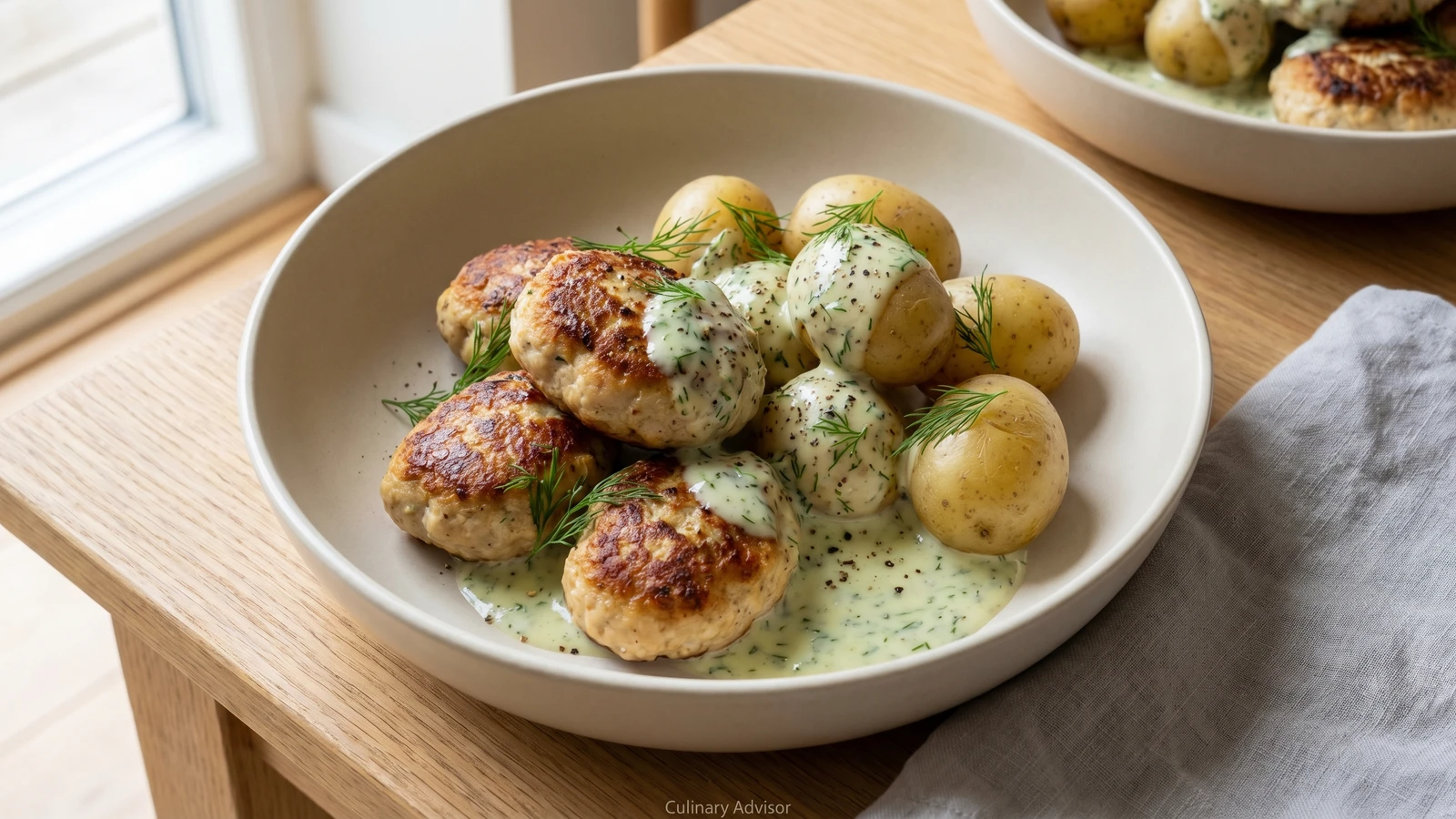 Kyllingefrikadeller med Dildsovs
