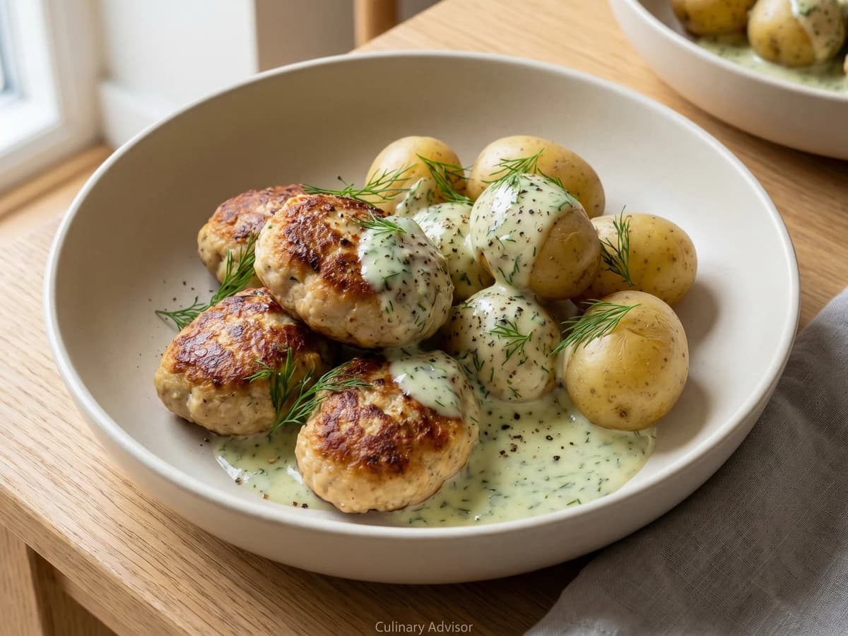 Kyllingefrikadeller med Dildsovs - Chef Freja