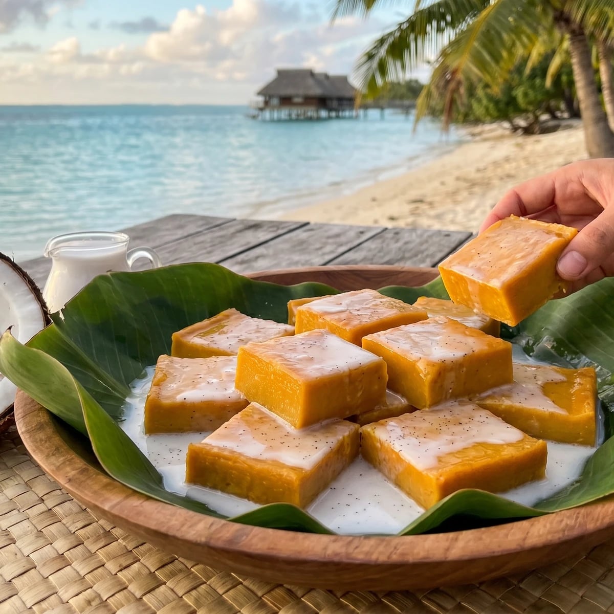 Poʻe Mautini (Tahitian Pumpkin Pudding with Coconut Milk)